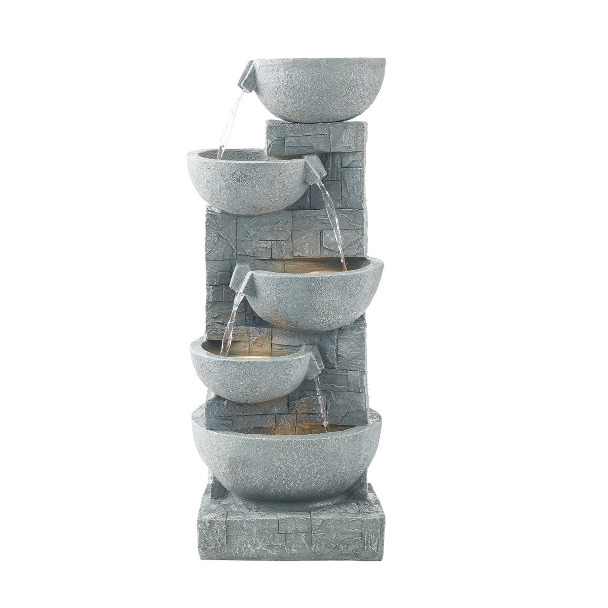 VEVOR Outdoor Water Fountain, 31.5 in Height Fountain and Waterfall, 5-Tier Floor Standing Bowl-Shaped Cascading Fountains with LED Light and Pump, for Outdoor Indoor Garden, Home, Patio & Backyard - DCSPQWZCDS13FK1HN001V1 - view 10
