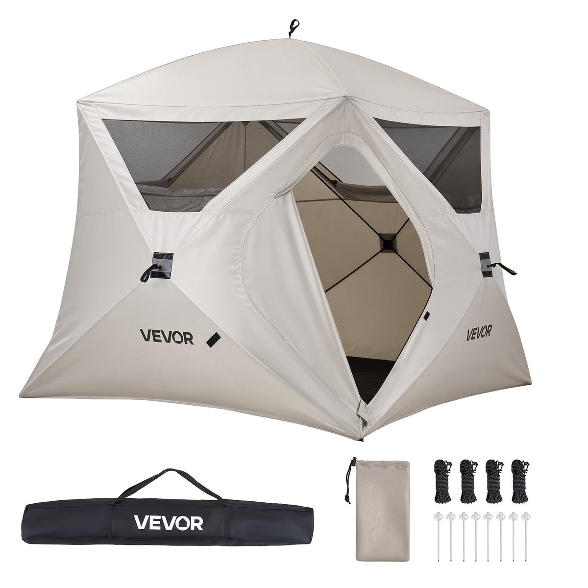 VEVOR Camping Tent, 4 Person Pop Up Instant Cabin Tent with Large Mesh Windows, 60 Seconds Easy Setup, Portable Cabin Hub Tents with Carry Bag for Family Outdoor Camping & Hiking, Upgraded Ventilation - DCZ9090INCH4FZHGY001V0 - view 10