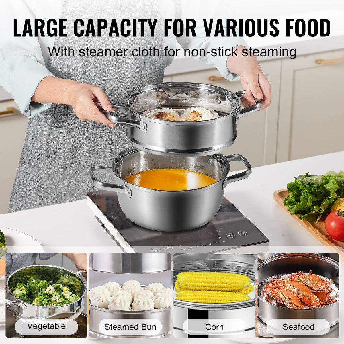 VEVOR Commercial Steamers Pots - Select Your Configuration - DCZG22CM0000ZMOIHV0 - view 3