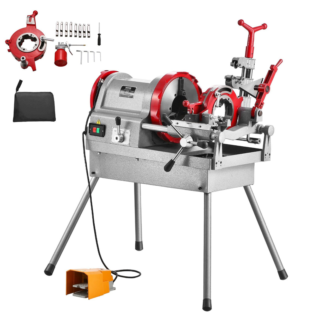 VEVOR Electric Pipe Threader Machine, 900W 2-Speed Threading Cutting Machine, 1/2 to 4 inch Pipes Threading Cutter Tool with Foot Pedal for Plumbing, Automotive Repairs, Metalworking - DDCGJYTS124I6OAPFV1 - view 10