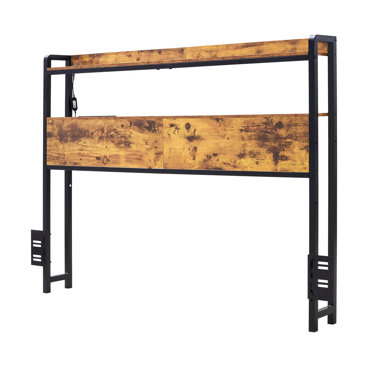 VEVOR Headboard for Full Size Bed, Adjustable Height Headboard with 2 Shelves Storage, Freestanding Head Board with Charging Station and LED Light for Different Bed Frames, Easy Assembly, Brown - DDCTBTMYBKBYKFTEAV1 - view 10