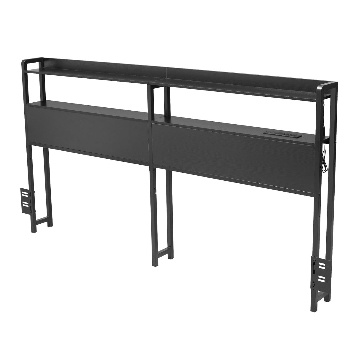 VEVOR Headboard for King Size Bed, Adjustable Height Headboard with 2 Shelves Storage, Freestanding Head Board with Charging Station and LED Light for Different Bed Frames, Easy Assembly, Black - DDCTBTMYBKBYODCKFV1 - view 10