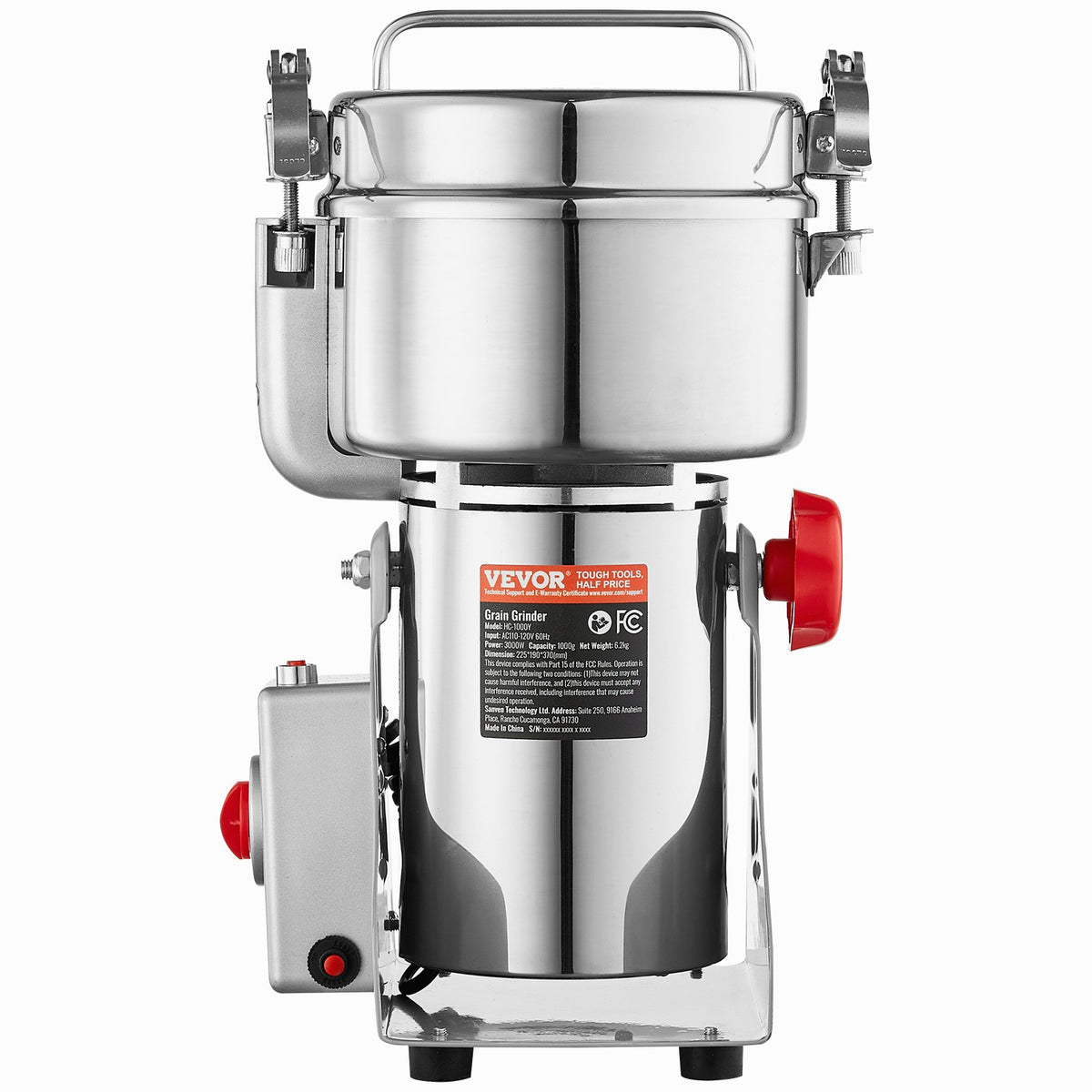 VEVOR 1000g Electric Grain Mill Grinder, High Speed 3000W Commercial Spice Grinders, Stainless Steel Pulverizer Powder Machine, for Dry Grains Spices Cereals Coffee Corn Pepper, Swing Type - DDDPSGWYMJ10GU5ZEV1 - view 10