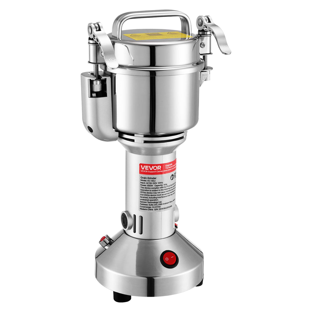 VEVOR Electric Grain Mill Grinder, 0.3 lbs Commercial Spice Grinders, High Speed 850W Stainless Steel Pulverizer Powder Machine, for Dry Grains, Spices, Cereals, Coffee, Corn & Pepper, Straight Type - DDDPSGWYMJ157D9JO001V1 - view 10