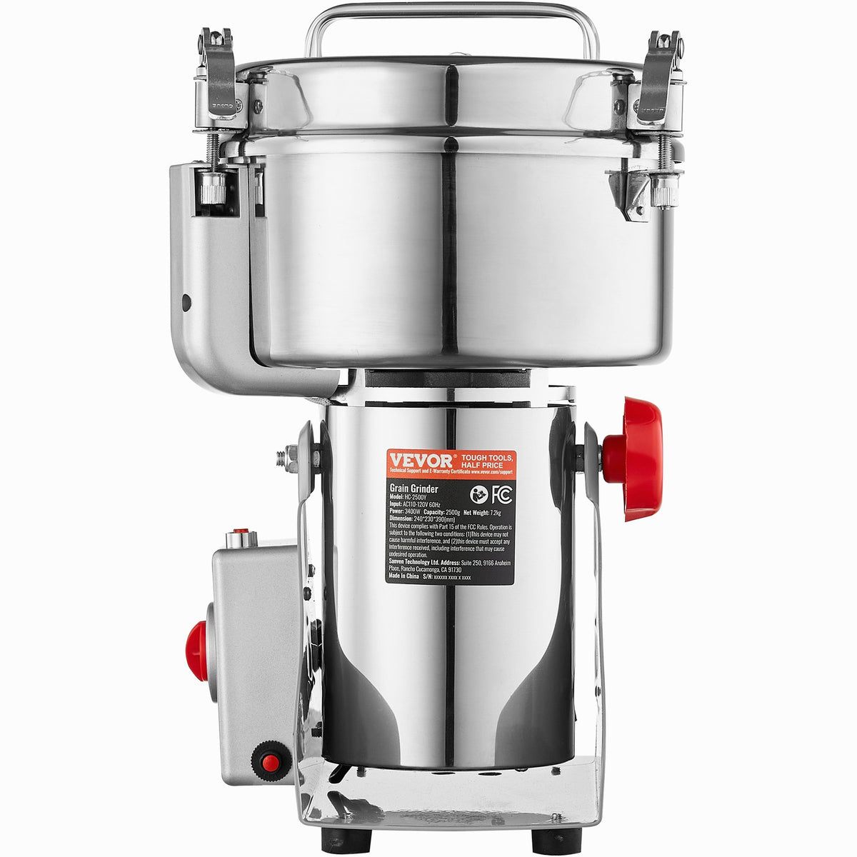 VEVOR 2500g Electric Grain Mill Grinder, High Speed 3400W Commercial Spice Grinders, Stainless Steel Pulverizer Powder Machine, for Dry Grains Spices Cereals Coffee Corn Pepper, Swing Type - DDDPSGWYMJ25ODXN1V1 - view 10
