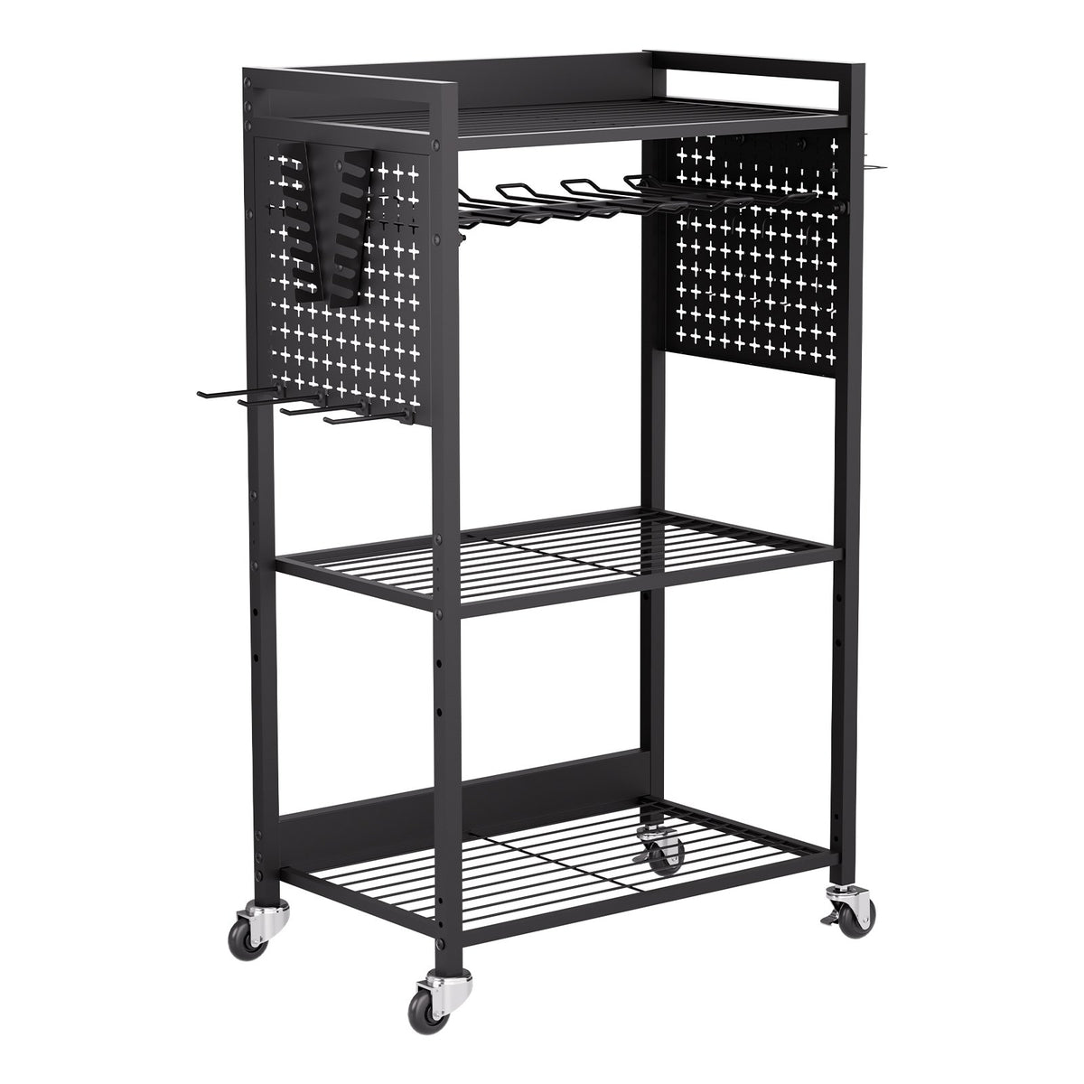 VEVOR 4-tier Tool Organizer Cart, 150 lbs Load Capacity, Floor Stand Rolling Drill Holder and Stability Storage Rack, Heavy Duty Garage Floor Rolling Storage Cart for Workshop, Garage, Black - DDGJSNCBDPC4IWEAQV0 - view 10
