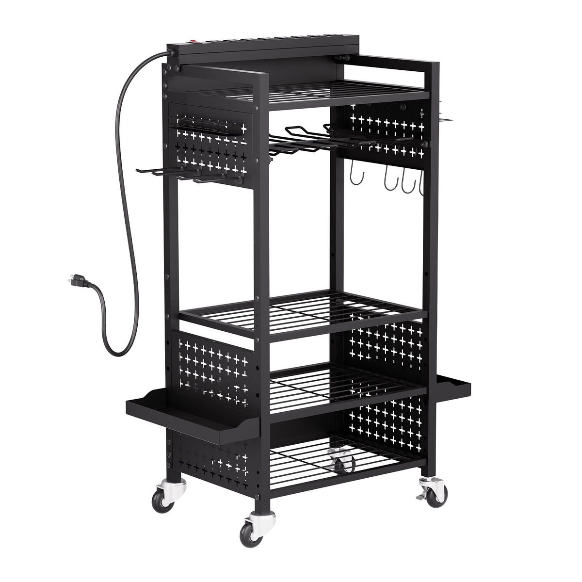 VEVOR 5-tier Tool Organizer Cart with Charging Station, 8 AC Outlet, Floor Stand Rolling Drill Holder and Tool Battery Storage Rack on Wheels, Garage Floor Rolling Storage Cart for Workshop, Garage - DDGJSNCDPC5CPR91EV1 - view 10