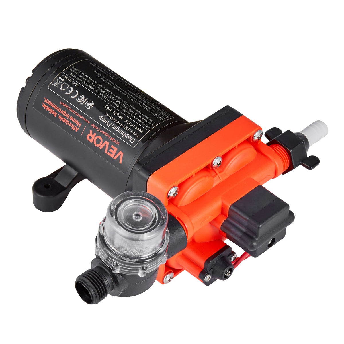 VEVOR RV Water Pump, 12V DC 6 GPM (22.7 L/min), 4-Chamber Self-Priming Diaphragm Water Pump with Automatic Pressure Switch, 70 PSI Max Pressure, On Demand for RV, Caravan, Marine, Yacht, Car Washing - DDGMSBCGK12VNWENN001V9 - view 10