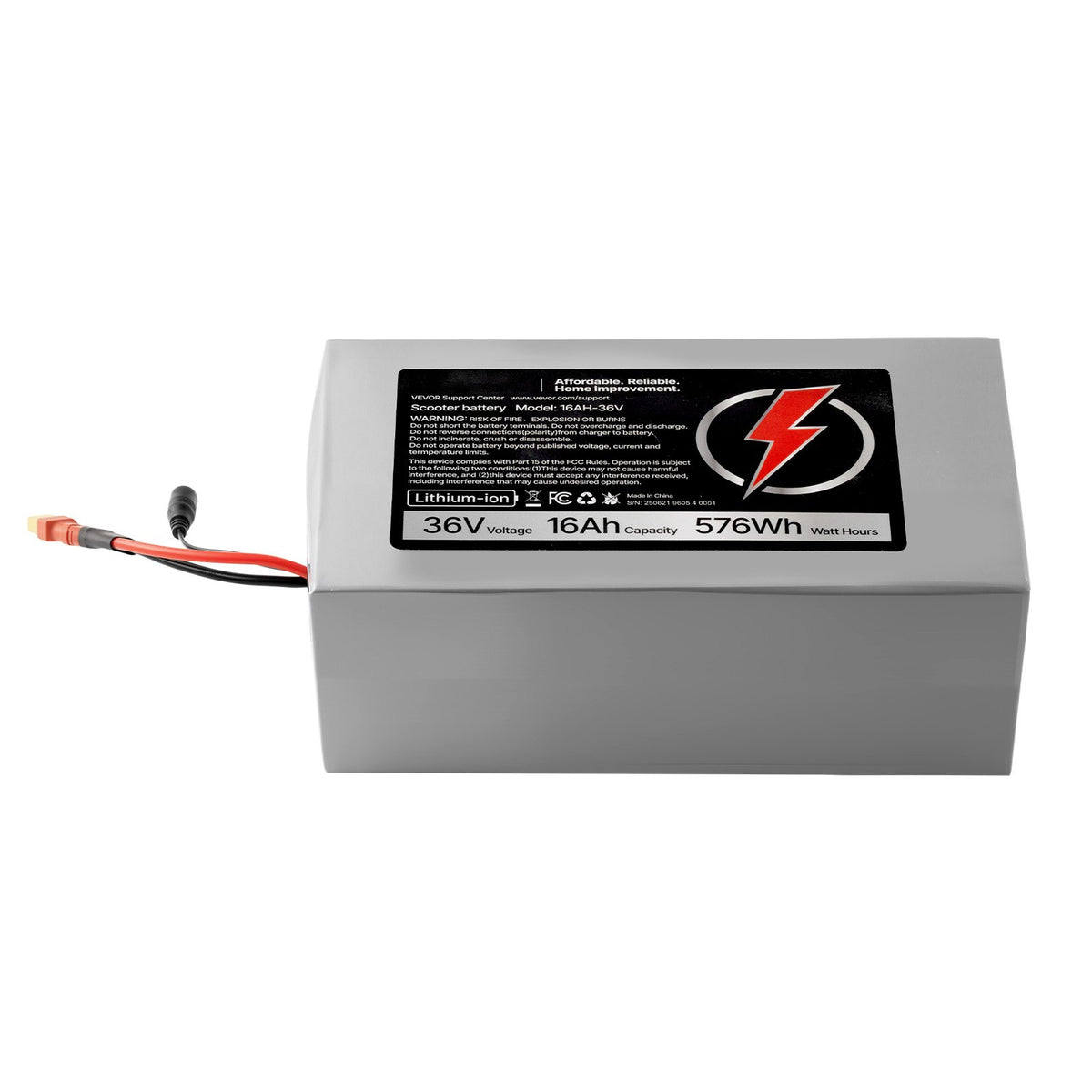 VEVOR 36V Electric Scooter Battery, 16Ah, Ebike Lithium Battery Pack with 30A BMS, Charger, T-Plug Expansion Cable, 500+ Cycles, Compatible with 2880W Motors, for Electric Bikes Bicycles, Scooters - DDHBCDC36V16Q06PS001V1 - view 10