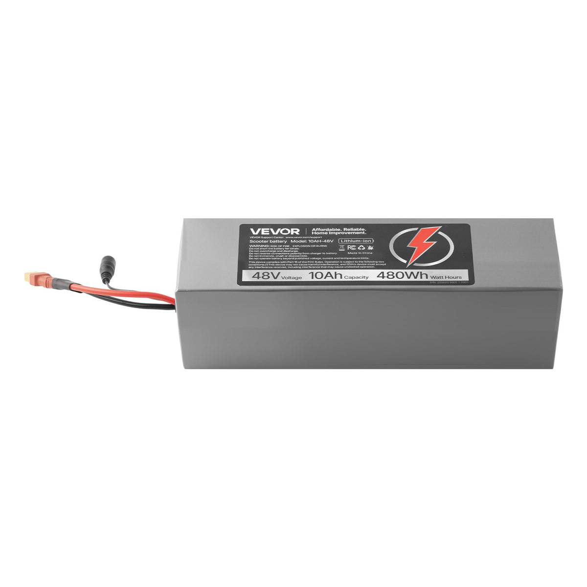 VEVOR 48V Electric Scooter Battery, 10Ah, Ebike Lithium Battery Pack with 30A BMS, Charger, T-Plug Expansion Cable, 500+ Cycles, Compatible with 2400W Motors, for Electric Bikes Bicycles, Scooters - DDHBCDC48V10T0WHA001V1 - view 10