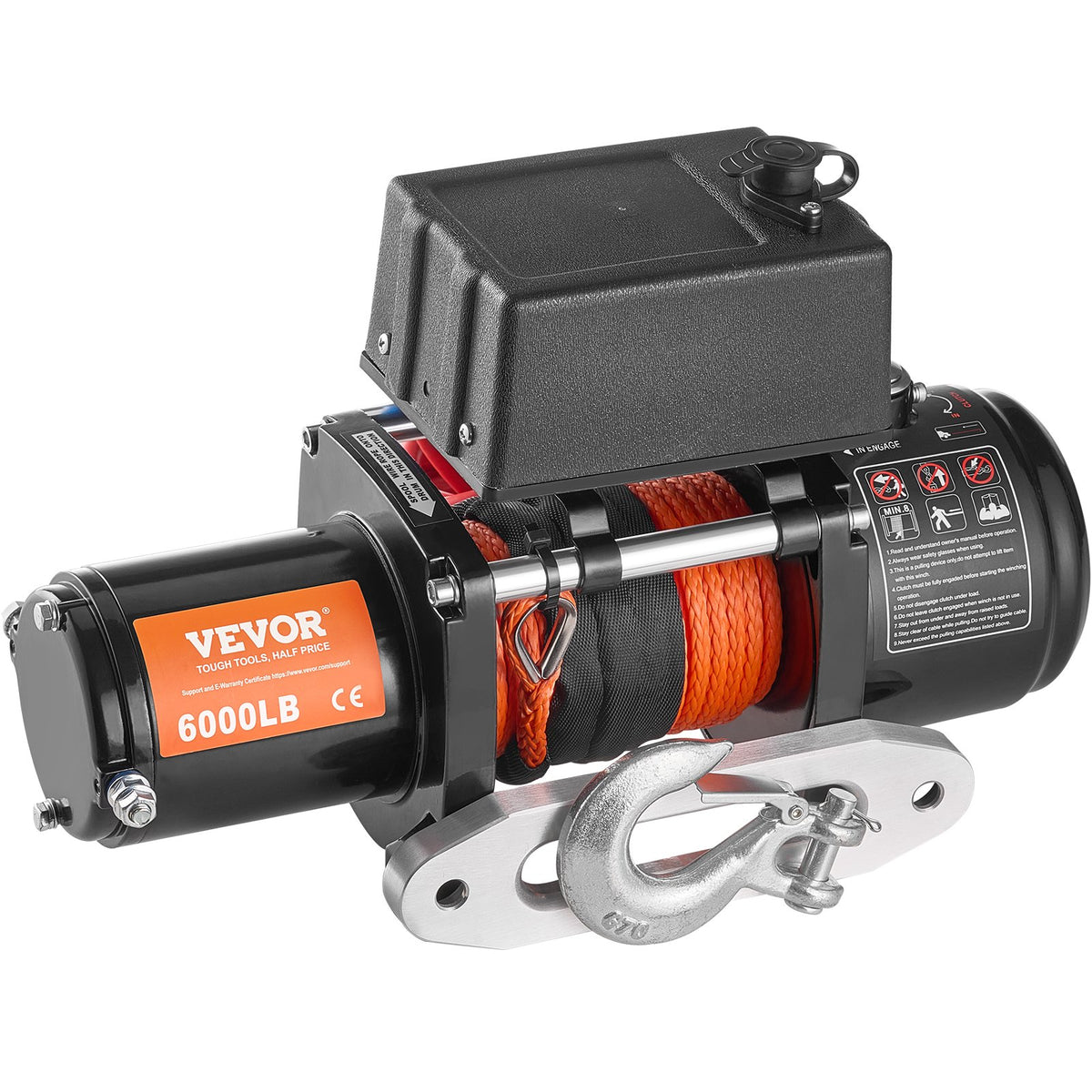 VEVOR Electric Winch, 6000 lb, 12V DC Truck Winch with Φ1/4 in x 55 ft Synthetic Rope Aluminum Fairlead Wireless & Wired Remote Control, IP55 Waterproof for Towing Off-Road SUV Truck Jeep Trailer Boat - DDHCSJPYXWXYZAFQNV9 - view 10