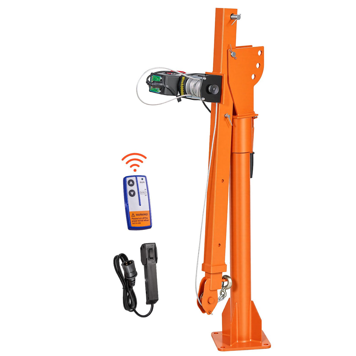 VEVOR Electric Truck Crane, 1100 lbs Pickup Truck Crane with 12V 3000 lbs Electric Winch, 360° Rotating Telescopic Boom, Premium Galvanized Steel, Foldable Pickup Bed Jib for Machine Lumber Lifting - DDKCZDJDDJPC1R248001V9 - view 10