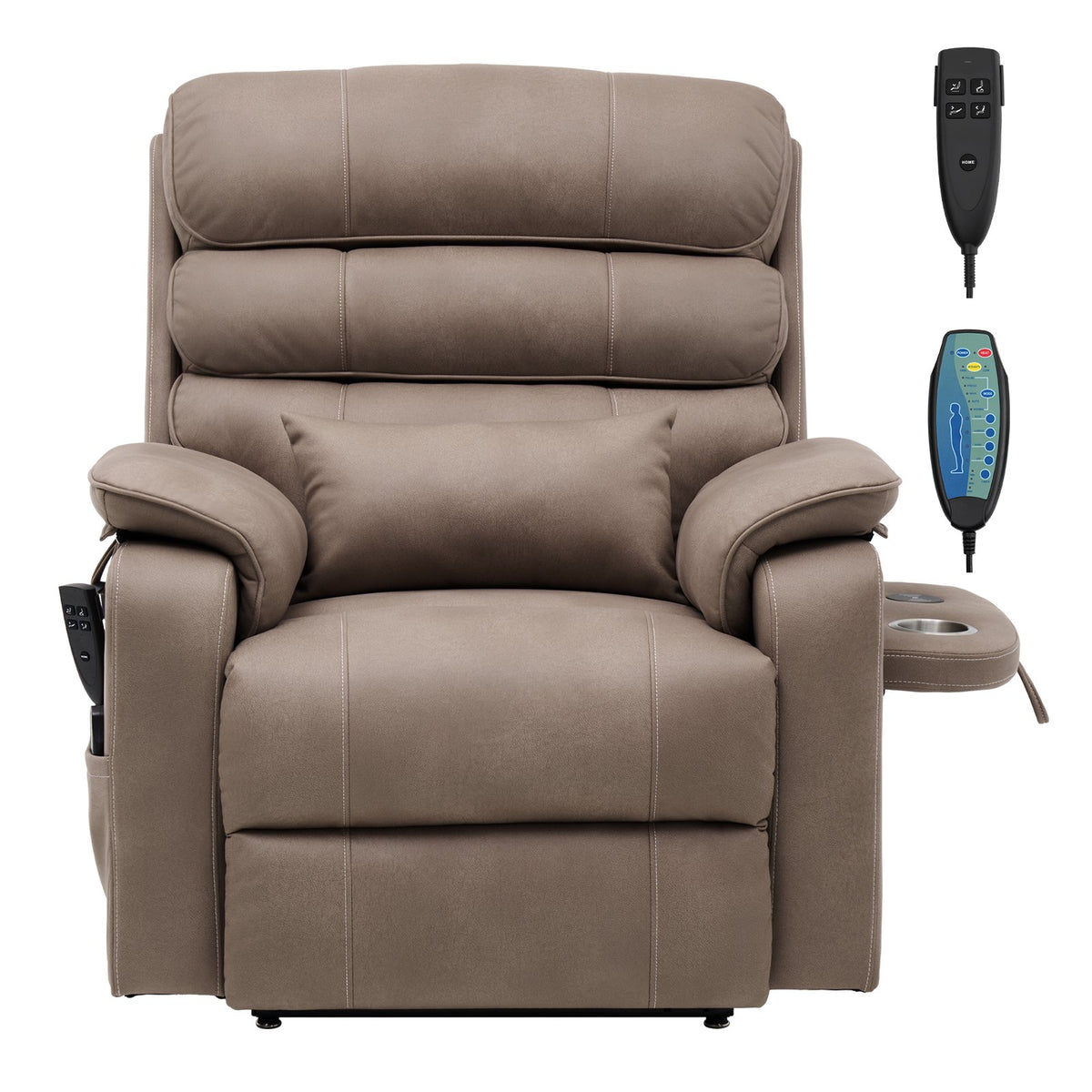 VEVOR Power Lift Recliner Chair, Lift Chair with Heat and Massage for Elderly, Dual Motor Recliner Chair with a Cup holder, Infinite Position Adjustment Electric Recliner (Medium-Wide, Light Brown) - DDKDTYSDJZCCTH0JRV1 - view 10