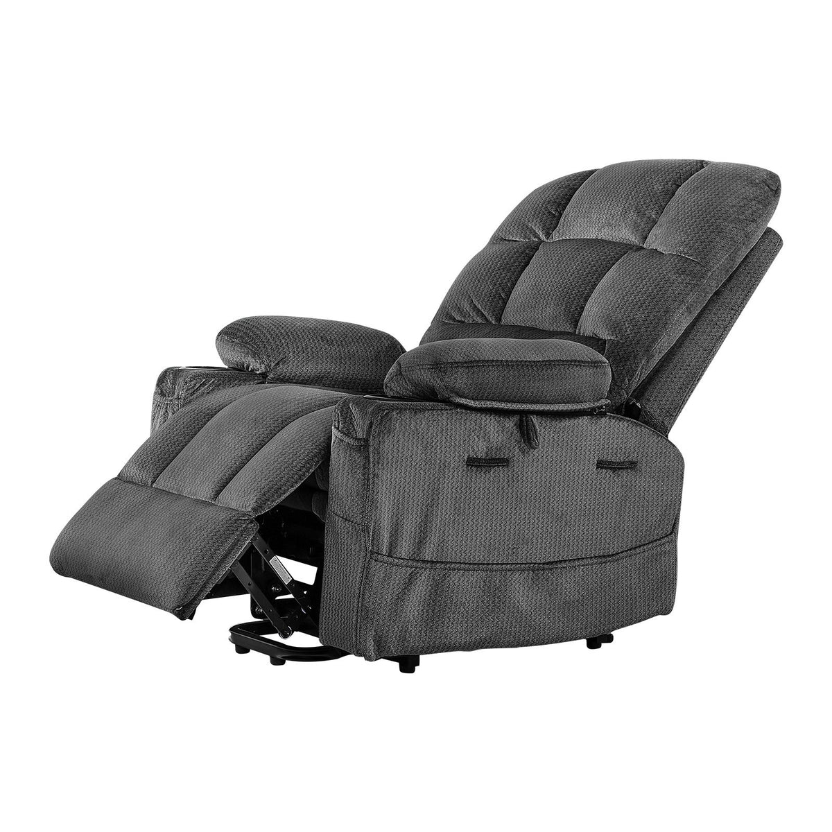 VEVOR Power Lift Recliner Chair, Dual Motor, Large Electric Lift Chair with Heat and Massage for Elderly, Infinite Position Adjustment, Velvet Fabric, with Storage Pockets, Cup Holders, Dark Gray - DDKDTYSHSRBDJNGSP001V1 - view 10
