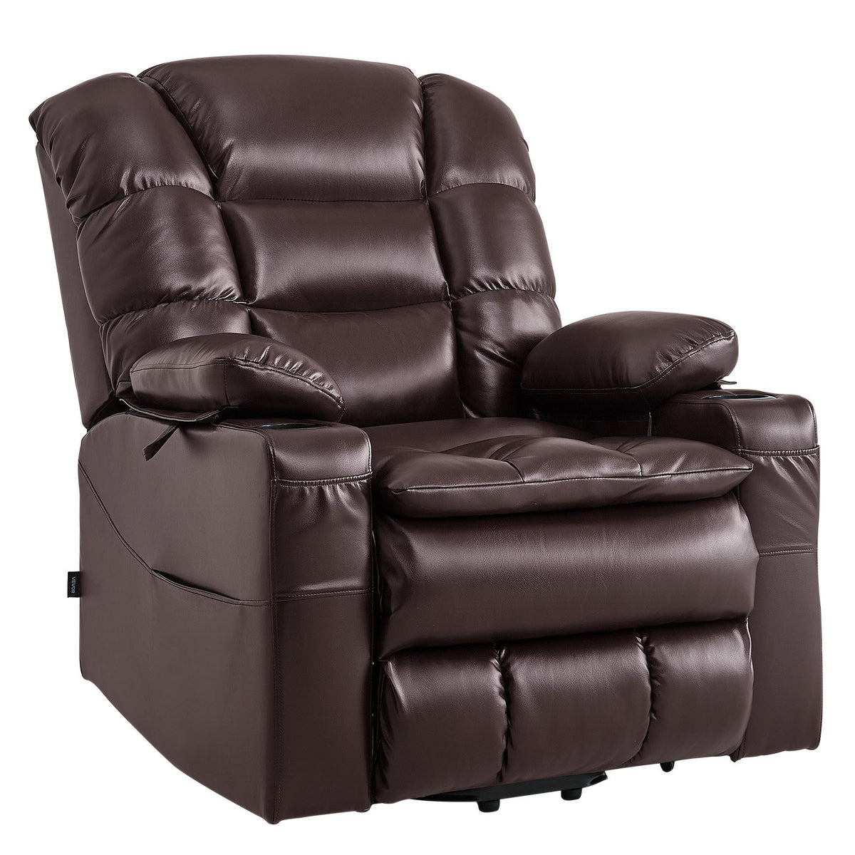 VEVOR Power Lift Recliner Chair, Triple-Motor, Large Electric Lift Chair with Heat and Massage for Elderly, Infinite Position Adjustment, Leather Surface, with Storage Pockets and Cup Holders, Brown - DDKDTYZSPGDCJB1ET001V1 - view 10
