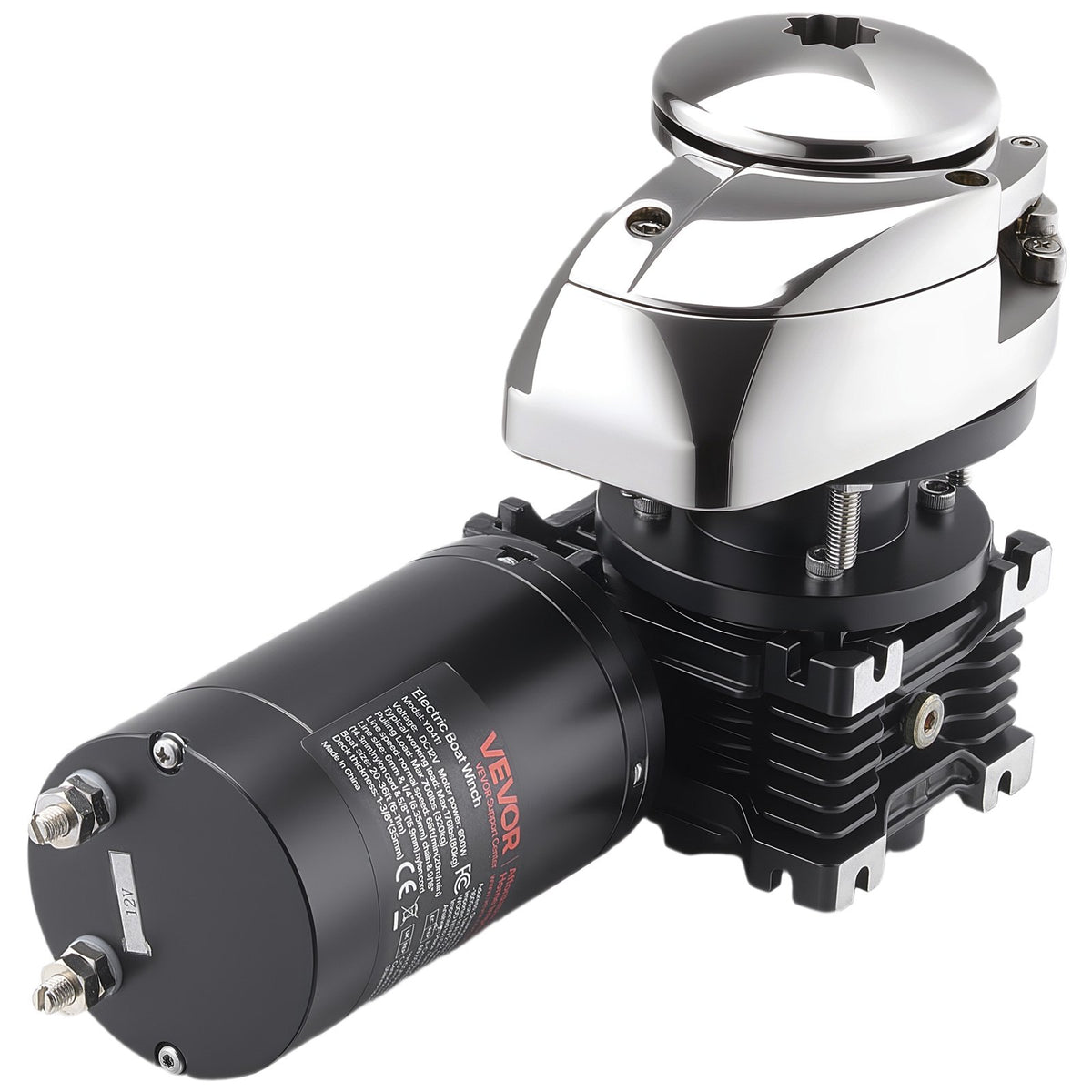 VEVOR Vertical Fishing Windlass, 12V DC 1100W, Windlass Anchor Systems Fit for 1/4-Inch Chain or 9/16 & 5/8 Inch Nylon Rope, Max Pull 700 lbs, 316 Stainless Steel Construction, for Boats 20-36 ft - DDMJCZS700LB1EKC3001V9 - view 10
