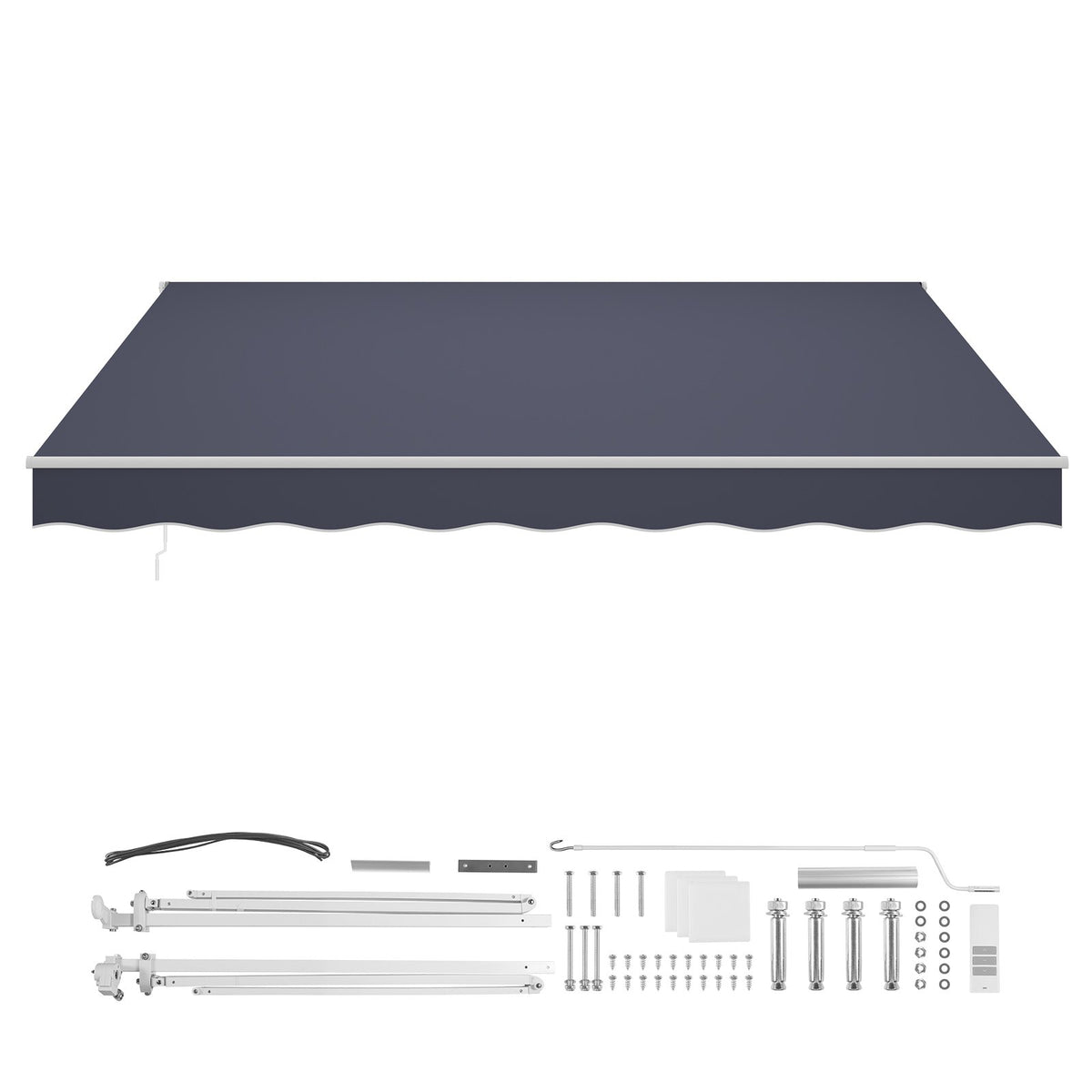 VEVOR Electric Retractable Awning, 14.1' x 9.8' Motorized Patio Awning, Sunshade Shelter with Remote Controller & Manual Crank Handle, Waterproof Polyester Fabric for Outdoor Deck, Balcony, Yard, Gray - DDSSSZYPDDSDF02J6001V1 - view 10