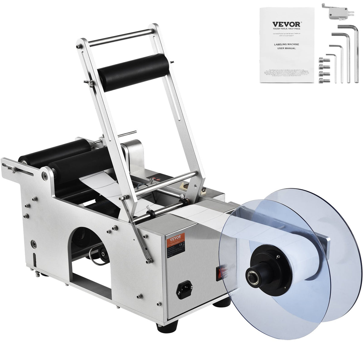 VEVOR Semi-Automatic Round Labeling Machine, 20-50pcs/min, Electric Bottle Label Applicator for Round Bottles, Round Bottle Labeler Suitable for Bottle Diameter 0.78-4.72 inches (with Pressing Bar) - DDYPTBJBXGBSXE1TGV1 - view 10