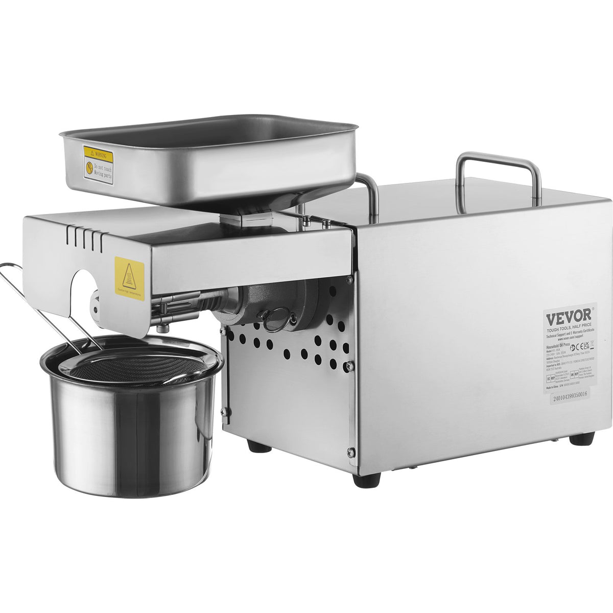 VEVOR Electric Oil Press Machine, 850W Stainless Steel Oil Extractor Machine, 0-300℃ / 32 - 572 ℉ Adjustable Temperature, Hot Press Oil Expeller for Pressing Peanuts, Sesame Seeds, Rapeseed, Tea Seeds - DDZYJ850W15KNVY87V1 - view 10