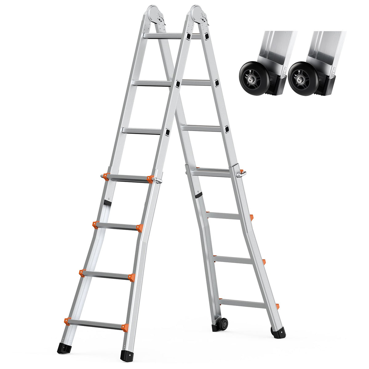 VEVOR Telescoping Ladder A Frame, 15.5 FT Compact Aluminum Extension Ladder, Multi-Function Portable Collapsible RV Ladder, Telescopic Ladder for Homework Stairs Indoor Outdoor Roof, 330lb Load - DGNAZXYST45MHKL6VV0 - view 10