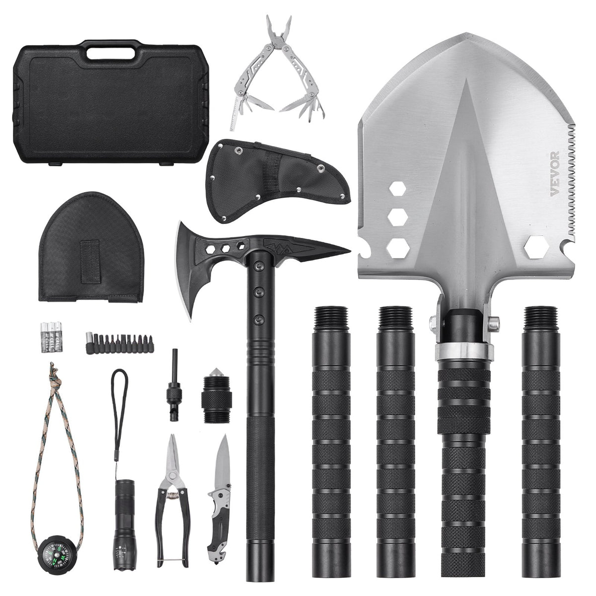 VEVOR Survival Shovel Survival Axe, 28-in-1 Camping Folding Shovels with Hatchet, Stainless Steel Tactical Shovel Hatchet Combo, Multifunctional Emergency Survival Gear Equipment for Camping Hiking - DGNFCDTZFCDGVWAO9V9 - view 10