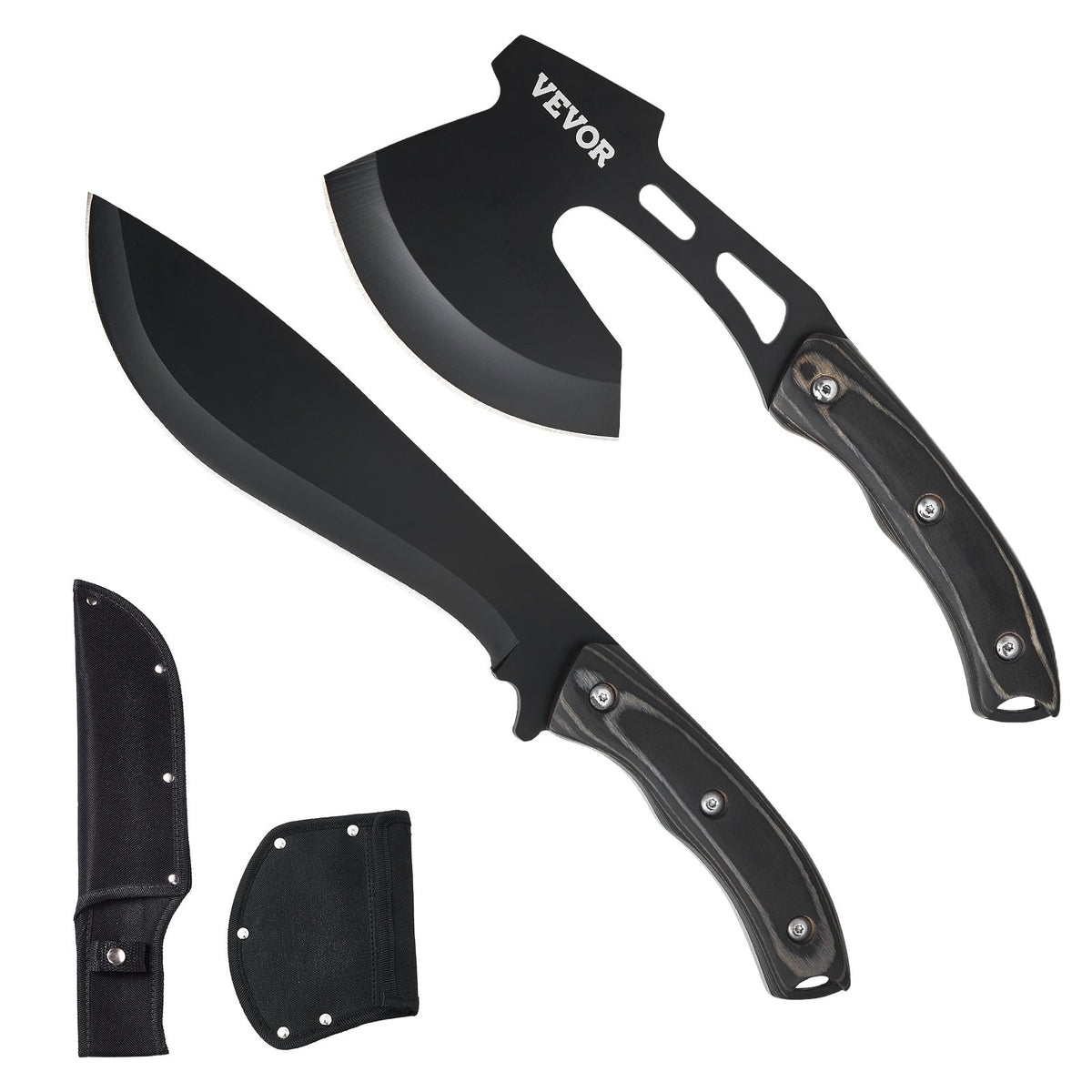 VEVOR Hunting Knife and Hatchet Axe Combo Set with Sheath, Fixed Blade Tactical Knife and Camping Axe, Stainless Steel Survival Knife and Camping Hatchet for Outdoor Survival Hunting Camping Adventure - DGNFCDTZLDF0DG8MBV0 - view 10