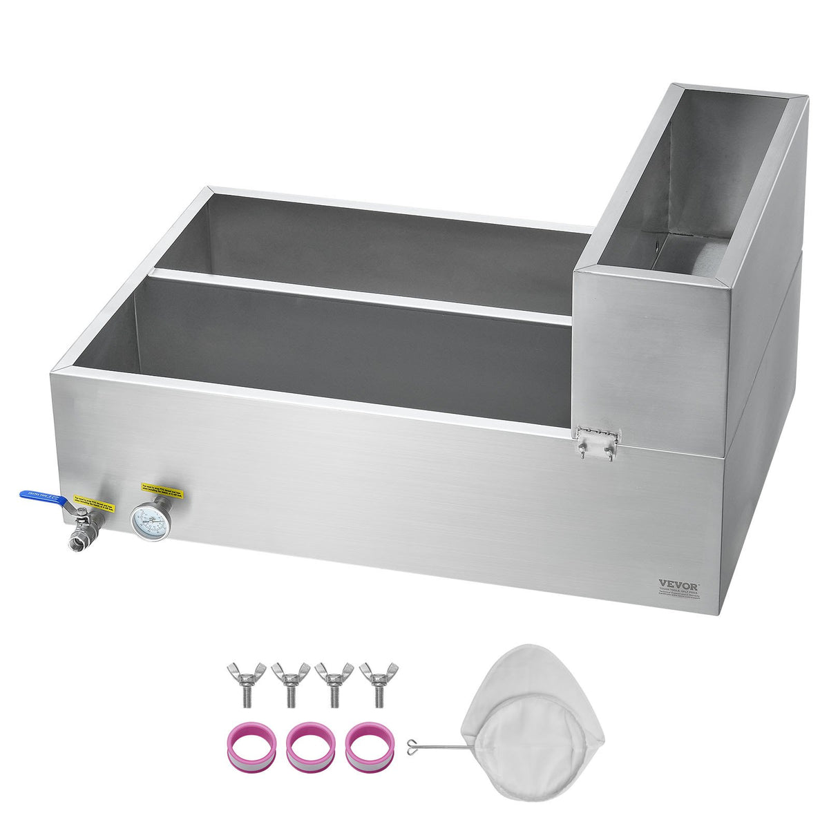 VEVOR Maple Syrup Evaporator Pan, 35 Gallon, 509 Cups of 8.8oz Maple Syrup, Flat Evaporator Pan with Thermometer, 2 Valves and 3 Heating Methods, 304 Stainless Steel Maple Syrup Pan for Home, Outdoor - DLCZFQ35JL00KCM7TV0 - view 10