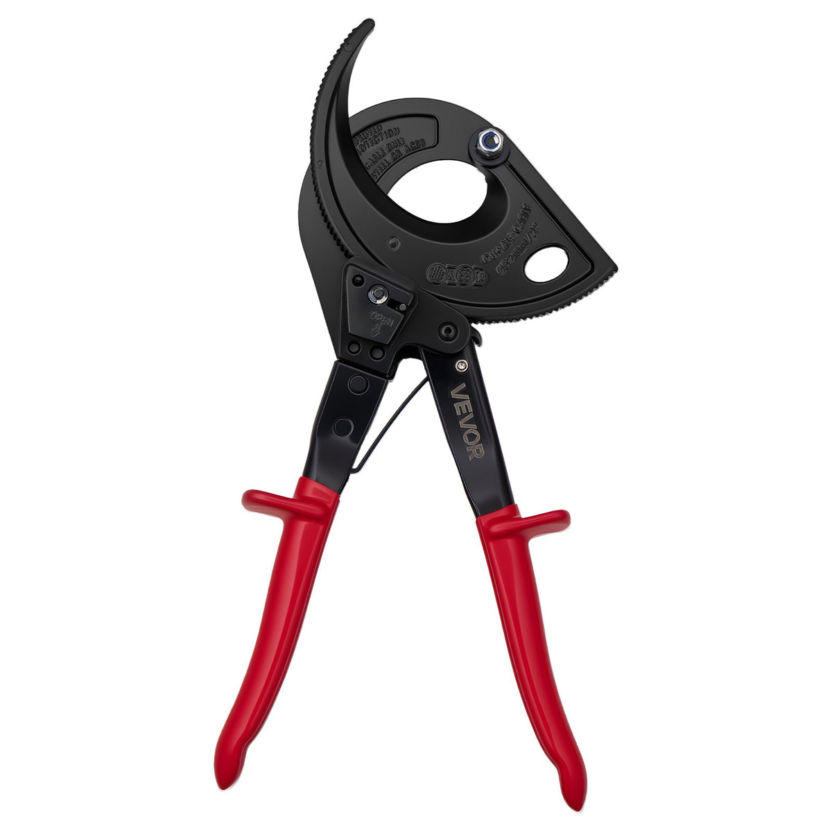 VEVOR Ratcheting Cable Cutter, Spring Steel Blades with Insulated Handles, Quick-Release Button, Heavy Duty Ratchet Cable Wire Cutter for Cutting Copper & Aluminum Cables Up to 800 MCM / 400 mm² - DLJD11INCHJLHM8JL001V0 - view 10