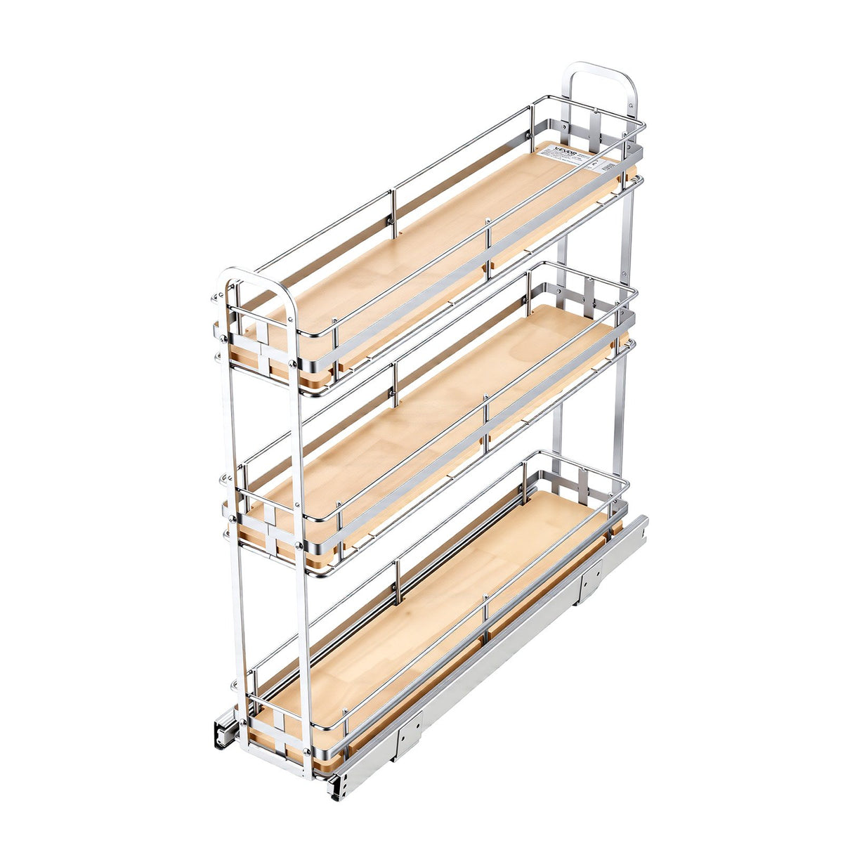 VEVOR Pull Out Spice Rack Organizer for Cabinet, 3 Tier Slide Out Spice Rack Organizer, Height Adjustable Heavy Duty Metal Seasoning Kitchen Basket for Cabinets, 5.75"W x 20.98"D x 21.34"H, Silver - DLJL21YC3CDGTUL0Z001V0 - view 10