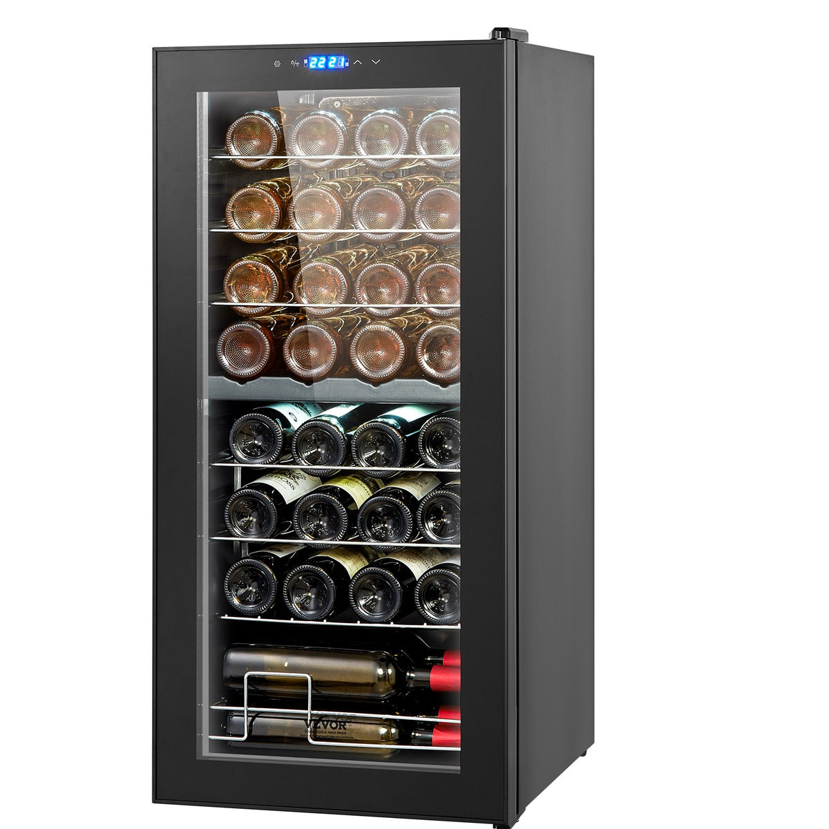 VEVOR 32-Bottle Wine Cooler, Dual Zone & Dual Temperature Wine Fridge, Freestanding Refrigerator with Digital Control, Tempered Glass Door with UV Protection, Red & White Wine Storage for Home Bar - DLSJJBXJJDZS30P98V1 - view 10