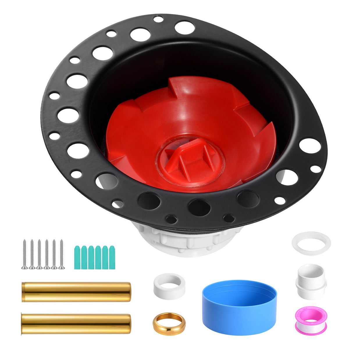 VEVOR PVC Freestanding Tub Drain Kit, 2 Brass Tail Pipes, Bathtub Drain Rough-in Kit, with PVC Adapter of Tailpiece, Compatible with Freestanding Bathtubs, Floor Mounted Bathtubs and Island Bathtubs - DLSYGPSGPVCTF565AV0 - view 10