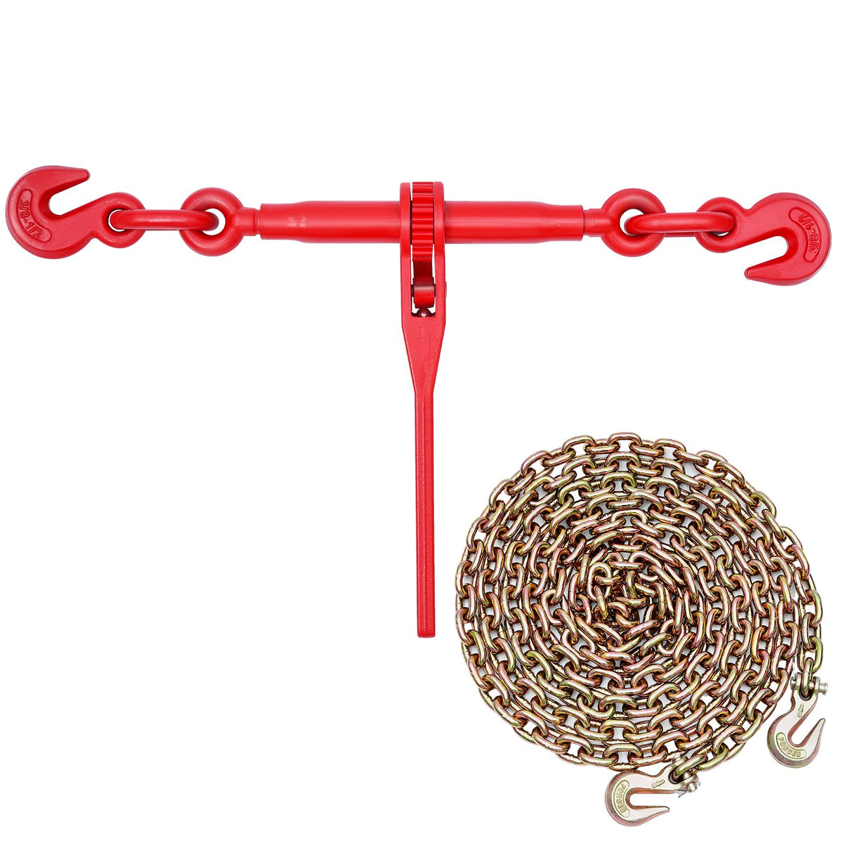 VEVOR Ratchet Chain Binder, 3/8 in x 10 ft G80 Chains, 9200 lbs Working Load of Ratchet Load Binder, Chains and Binders Set, Tie Down Hauling Chain Binders for Hauling, Towing, Logging, Lifting - DLTJLLJQ8JT19ZN6N001V0 - view 10
