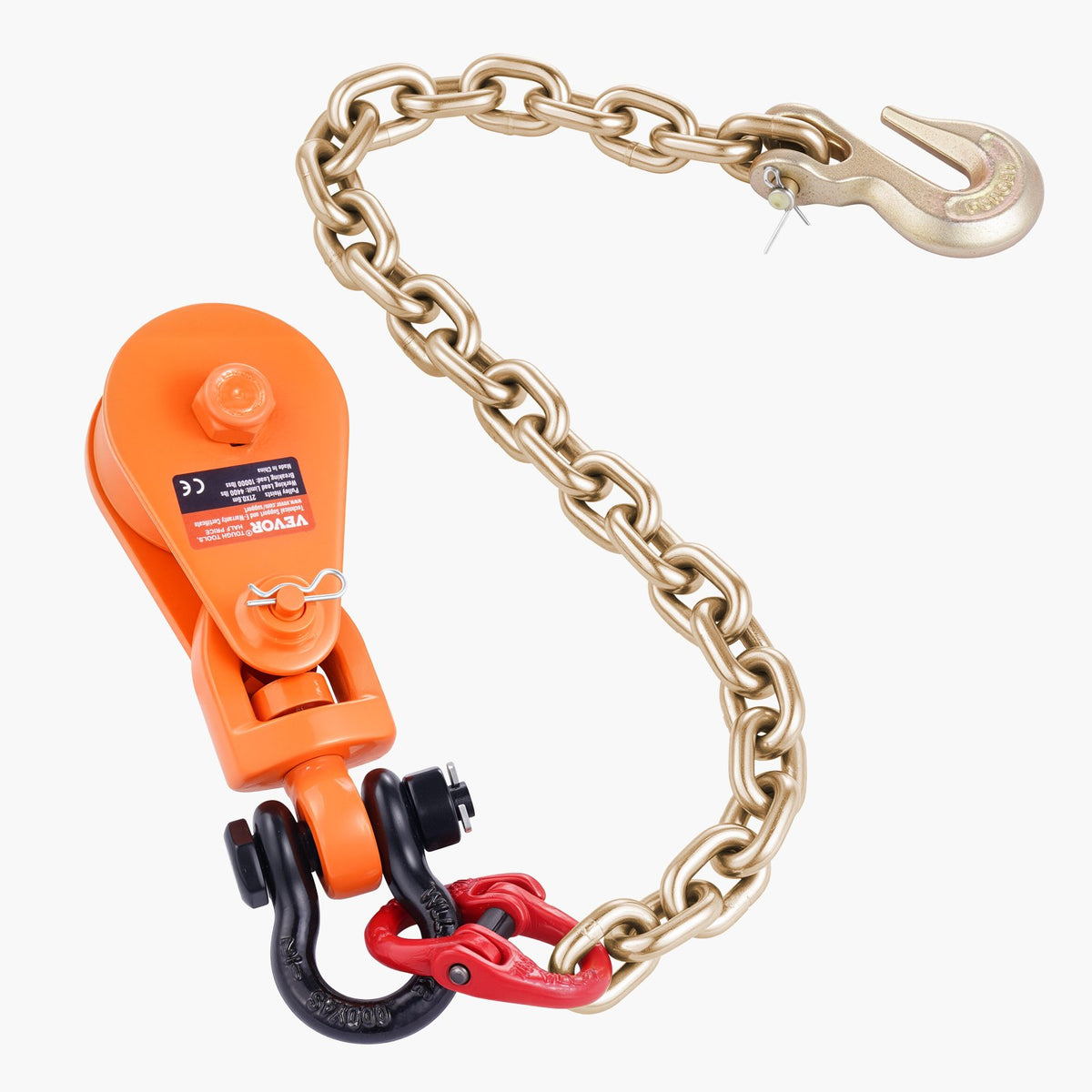 VEVOR 2 Ton Snatch Block with G80 Chain, Swivel Shackle, 3" Sheave for 3/8" Wire Rope, Snatch Block Pulley for Towing and Recovery Applications on Flatbed Tow Truck Rollback Wrecker Car Carrier Cable - DLTZQHL4400IX54JIV0 - view 10
