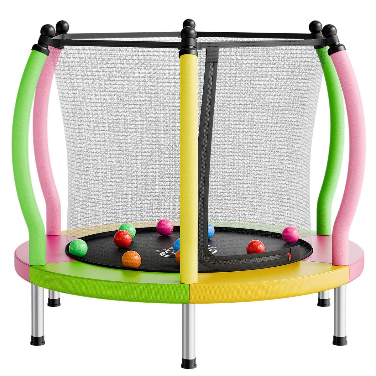 VEVOR Trampoline for Kids, Toddler Mini Trampoline, 132 lbs Capacity Indoor Outdoor Play Toys with Enclosure Net and Basketball Hoop, Easy to Assemble, Christmas Toys Birthday Gifts for Girls Boys - DLXDWBCBDTG026E1U001V0 - view 10