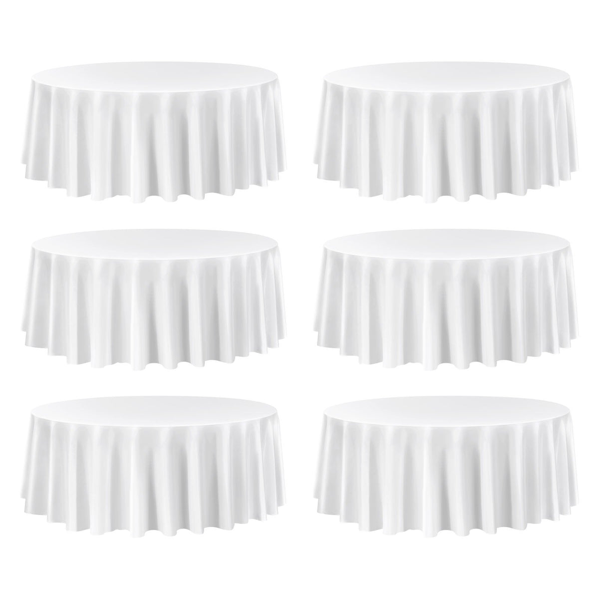 VEVOR White Round Tablecloths 6 Pack, 120 Inches in Diameter, Stain- & Wrinkle- Resistant, Machine Washable Table Clothes, Polyester Fabric Table Covers for Wedding, Party, Banquet, Formal Events - DLZB120YCBS60CX0G001V0 - view 10