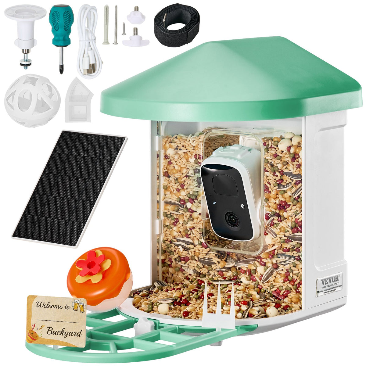 VEVOR Smart Bird Feeder with Camera, 2K HD AI Identify 10,000+ Bird Species, Solar-Powered Bird Watching Camera with Auto Capture & Instant Notify, Wireless Outdoor Ideal Gift for Bird Lovers (Green) - DSXTDWNQWZ1KP23M5Y3 - view 10