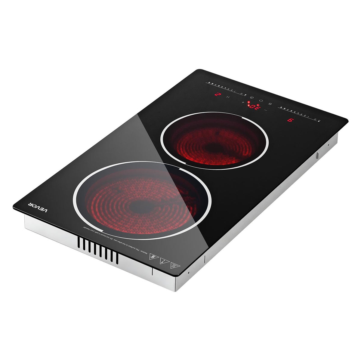 VEVOR Electric Cooktop 12inch 2 Burners Portable Stove Top 1800W 120V, Ceramic Countertop/Built-in Radiant Electric Stove, with 9 Power Levels, Timer, Child Lock, Over-Heat Guard, Touch Control - DTLQRS2BURNE1J3N5001V1 - view 10