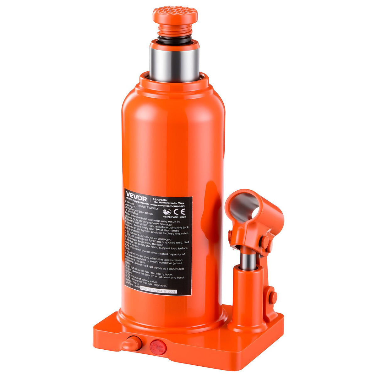 VEVOR Hydraulic Bottle Jack 12 Ton (26455.5 lbs) 9.06"-17.32" Lifting Range, for Heavy-Duty Pickup Truck, Medium-Duty Truck, RV, Auto Repair, House Lift, Multi-Directional Welded Jack with Long Handle - DXPSQJD12TZJSXKRJ001V0 - view 10