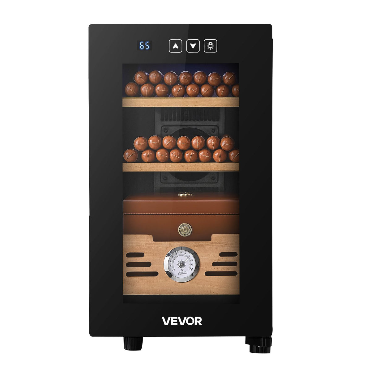 VEVOR Electric Humidor, 23L, 150 Counts Electric Cigar Humidor Cabinet with Cooling Temperature Control, Spanish Cedar Wood Shelves & Drawers, Mechanical Hygrometer, 3 Layers, Cooler for Household - DXQBSJBDTZL2IU3T6001V1 - view 10
