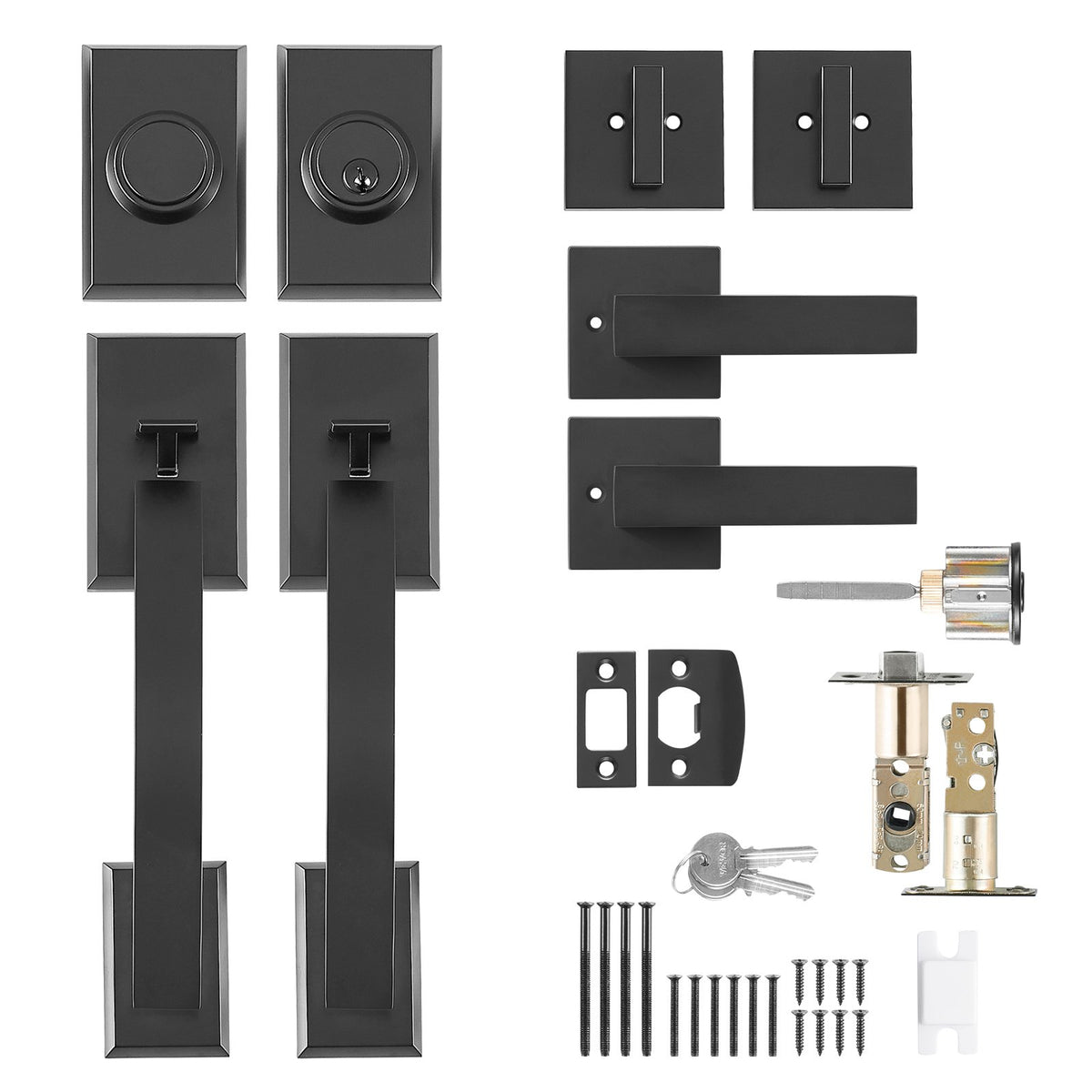 VEVOR Double Door Handle Set, Matte Black Arched Door Lever, Double Front Door Handle Set with Reversible Handle Lever, Heavy Duty Double Door Lock Set with Dummy, for Office Door or Front Door - DXSMSBYGHDSHZGS9BV0 - view 10