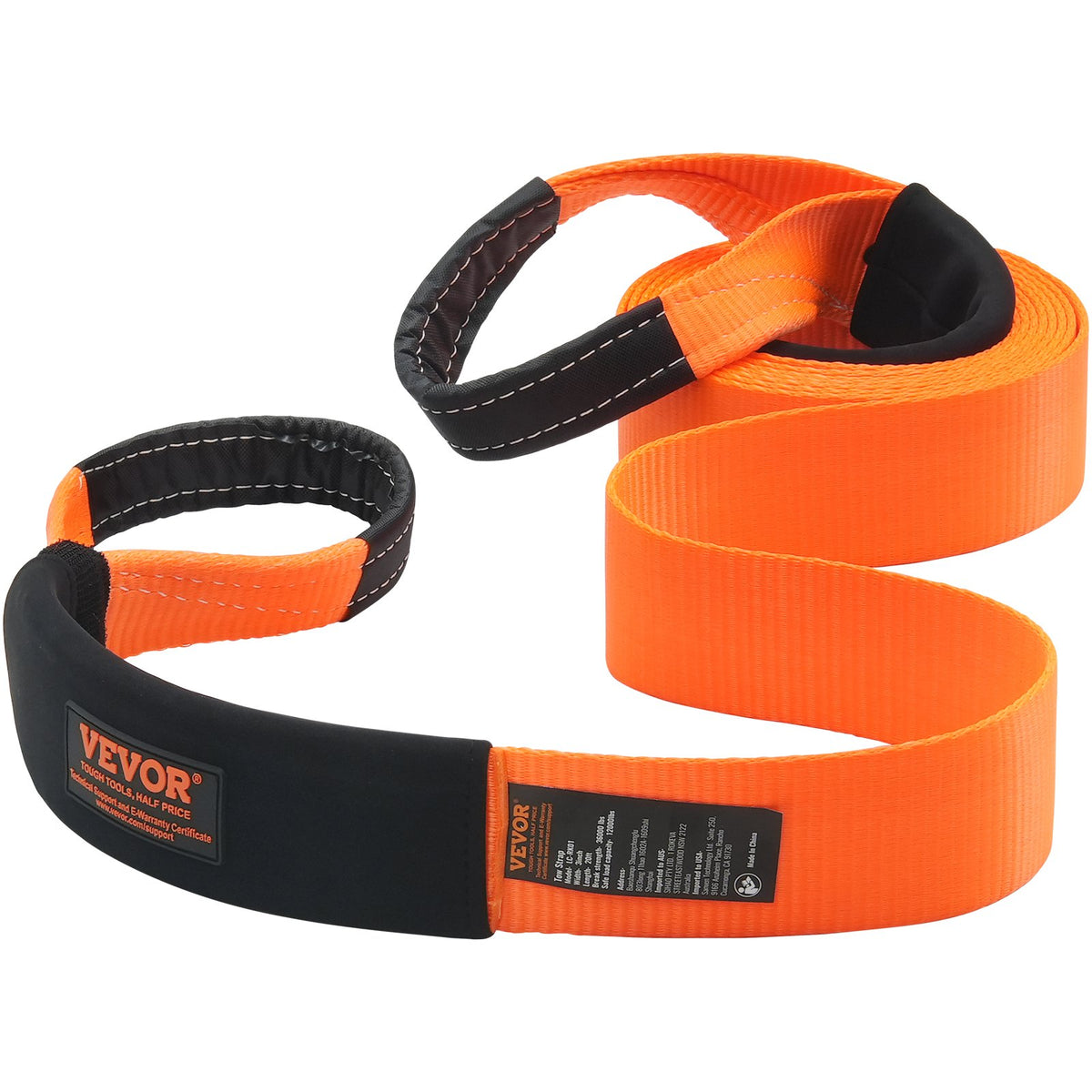 VEVOR Heavy Duty Tow Strap Recovery Kit 3" x 20 ft (MBS-36,000 lbs) Tree Saver Winch Strap, Triple Reinforced Loop & Protective Sleeves & Storage Bag , 3/4" D-Ring Shackles, for Truck Jeep SUV ATV - DZDL3IN20FTC4ICX8V0 - view 10