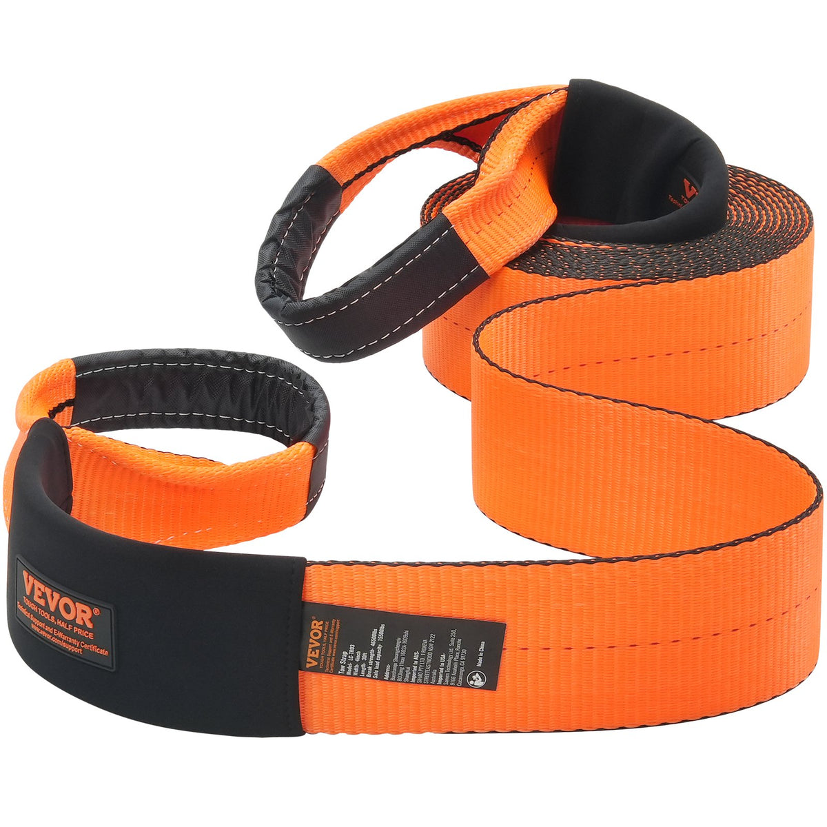 VEVOR Recovery Tow Strap 4" x 30', 46,500 lbs Break Strength, Triple Reinforced Loop Straps, Tree Saver, Off Road Towing and Recovery, Extreme Weather Resistance, Protective Sleeves & Storage Bag - DZDL4IN30FTC67B2XV0 - view 10