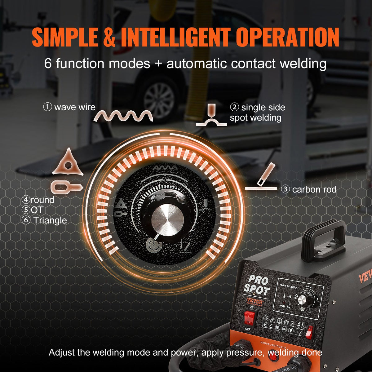 VEVOR Stud Welder Dent Repair Kit, 3KW Spot Welder Dent Puller with 6 Welding Modes, Auto Body Spot Welding Dent Puller Machine & 16 Types of Welding Accessories for Car, Truck, Motorcycle Dent Repair - DZFTSLZHJ3KWV0J5VV1 - view 3