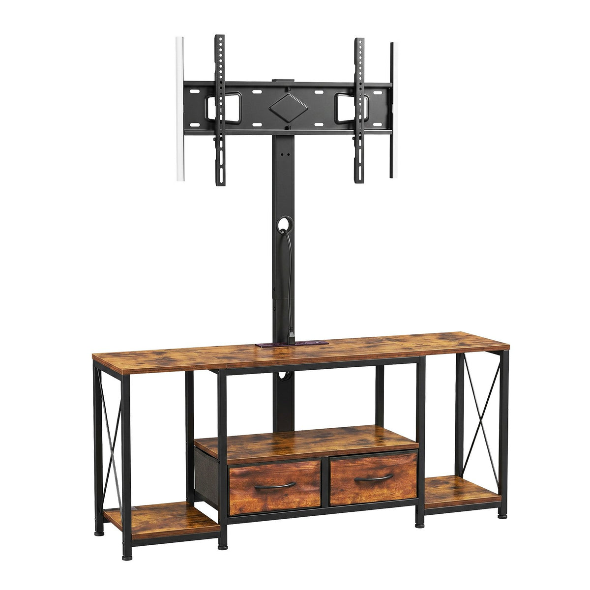 VEVOR TV Stand with Mount, 47.2 Inch, TV Stand Console with Power Outlet & Storage Drawers, for 32-75 Inch TVs, Height Adjustable Entertainment Center with LED Lights, for Living Room, Rustic Brown - DZJDSJ48INCH49SSU001V1 - view 10