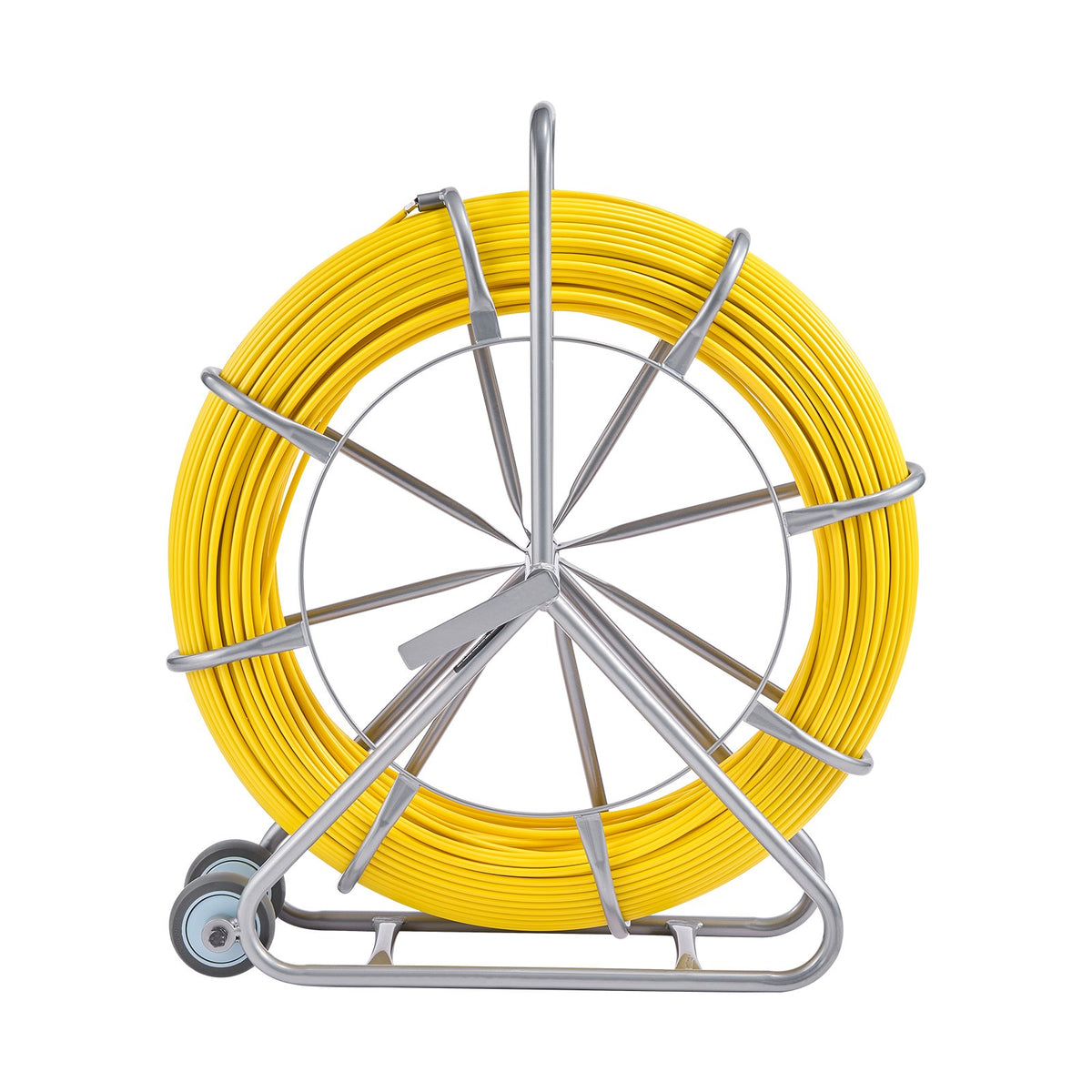 VEVOR Fish Tape Fiberglass, 656 ft, 5/16 in, Duct Rodder Fishtape Wire Puller, Cable Running Rod with Steel Reel Stand, 3 Pulling Heads, Fishing Tools for Walls and Electrical Conduit, Non-Conductive - DZJYDNBLXW5148CANV0 - view 10