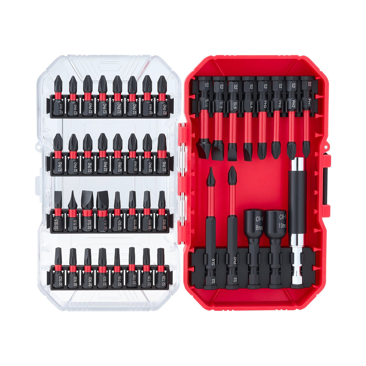 VEVOR Screwdriver Bit Set, 45-Piece, Magnetic Phillips, Slotted, Square, Torx Bit, Hex Nut Sockets, Extension Rod with Transparent Storage Case, High-Strength S2 Alloy Steel, Blackened Finish - DZLLSPTTZ45PG00SU002V0 - view 10