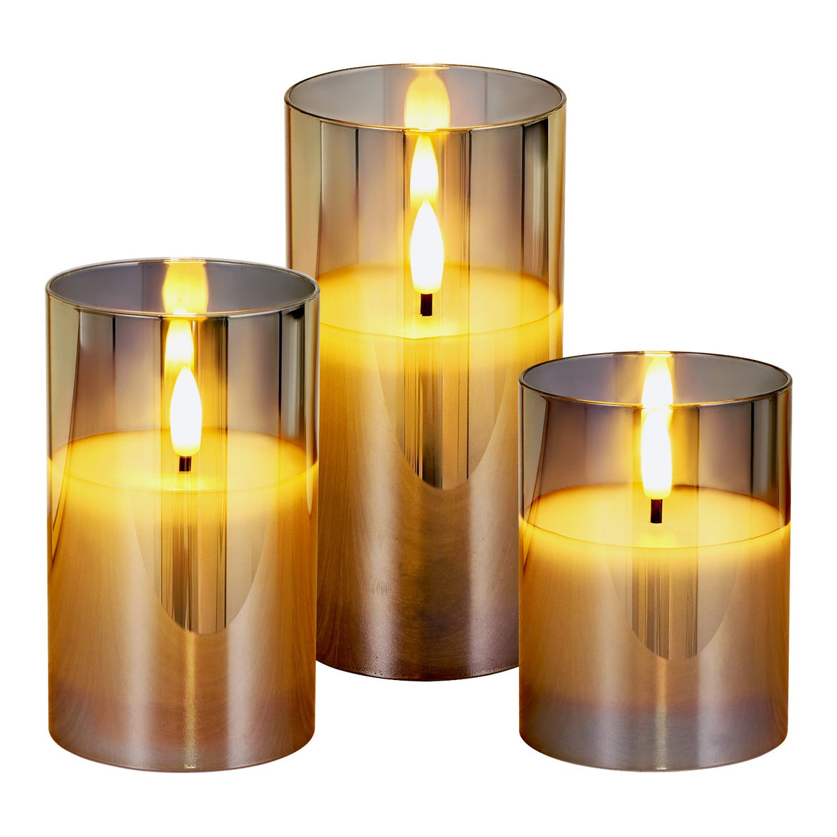 VEVOR Gray Flickering Flameless Candles, Set of 3 Battery Operated Flameless Led Candles with 10-Key Remote and Timer, Real Wax & Warm Color Flickering Light for Festival Wedding Home Party Decor - DZPZZLZ3INCH8J8A2V9 - view 10