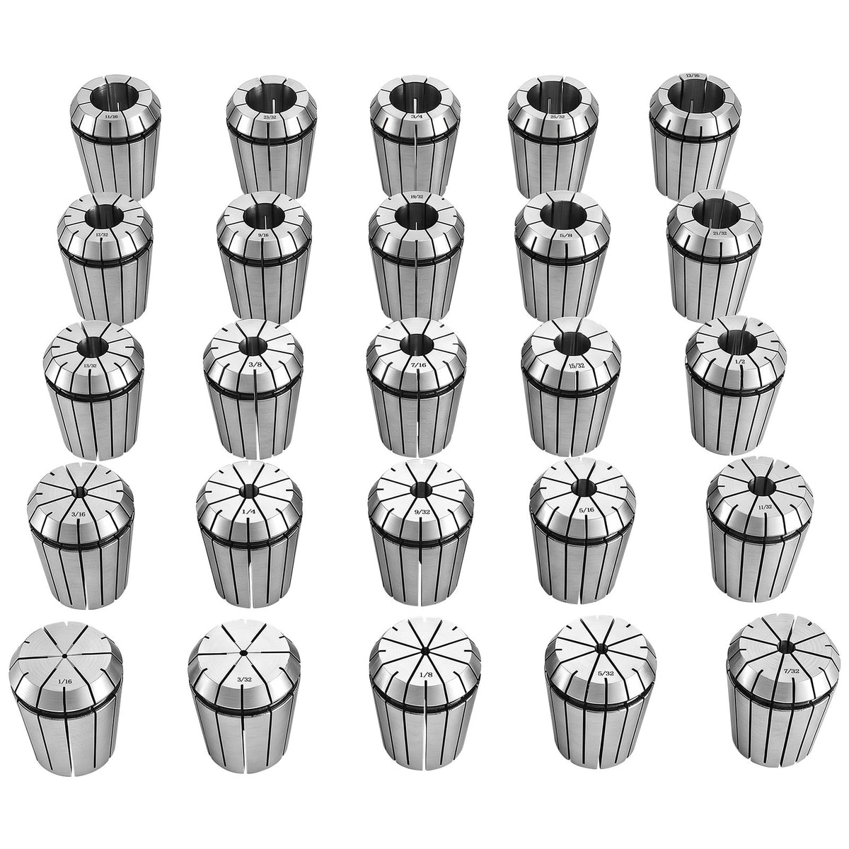 VEVOR ER32 Collet Set 1/16"-13/16" 25 Piece ER32 Spring Collet Chuck Set, for Milling Machines & Drill Presses, 0.0008" TIR High Concentricity, Precision Lathe Chuck Tool with Storage Box, Alloy Steel - ERJTTZER32256ZPP0001V0 - view 10