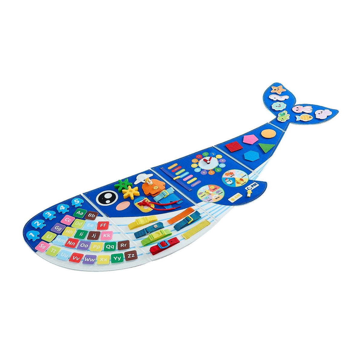 VEVOR Felt Wall Busy Board 12-in-1 Whale Foldable Montessori Activity Toys, Travel Daycare, Classroom, Playroom, Home, Educational Sensory Panel, with Numbers Letters Animals Shapes Learning Pieces - ETMLGBBKZHS5RH5RA001V0 - view 10