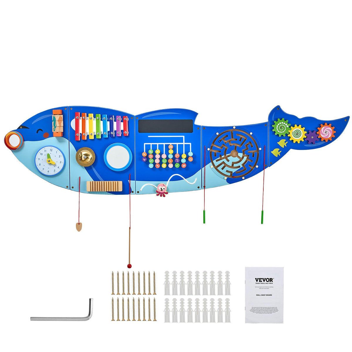 VEVOR Orca Activity Wall Busy Board Panels, 12 Activities, Montessori Sensory Wall Toy for Kids 3-12 Years, Montessori Learning Activity Center, Ideal for Toddler Playroom Nursery Classroom - ETMLGBMZKZHSMT5E4V0 - view 10